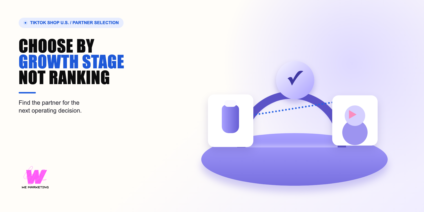 Warm-white editorial cover showing a blue-purple growth-stage bridge with product, creator, and operating controls.