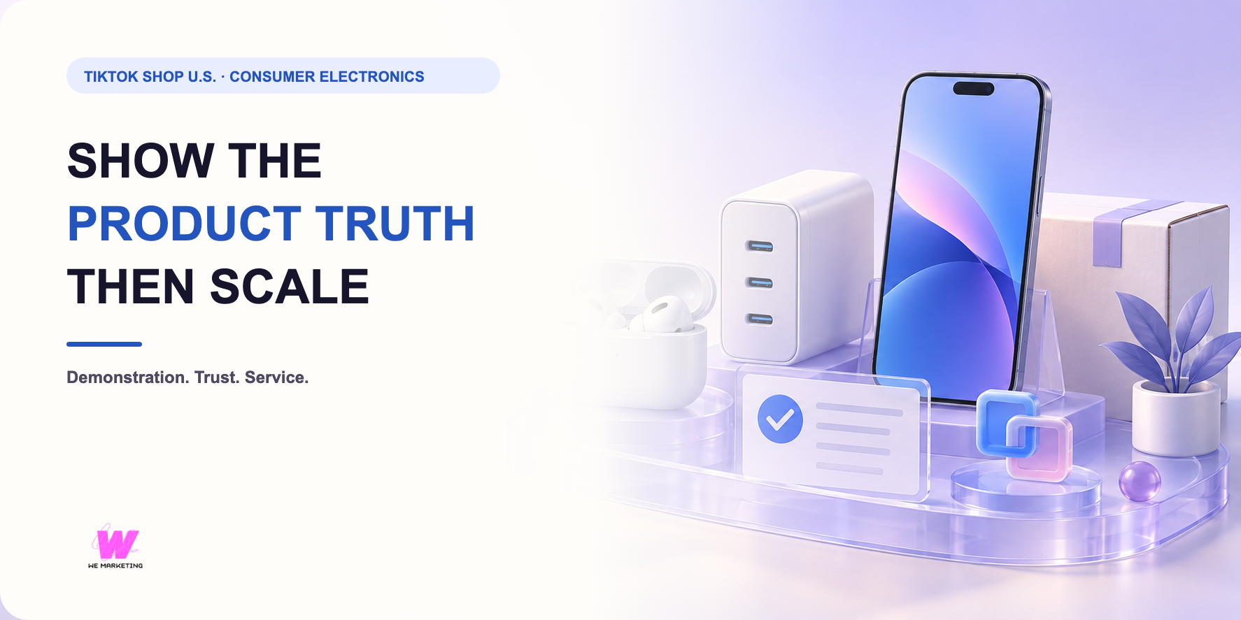 WE Marketing editorial cover for TikTok Shop for Consumer Electronics: Make Demonstration, Trust and Service Work Together