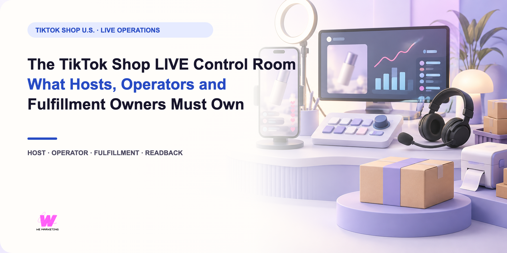WE Marketing editorial cover for The TikTok Shop LIVE Control Room: What Hosts, Operators and Fulfillment Owners Must Own